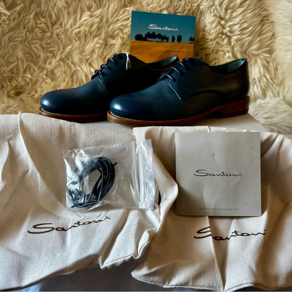 Santoni Women’s Navy Oxfords